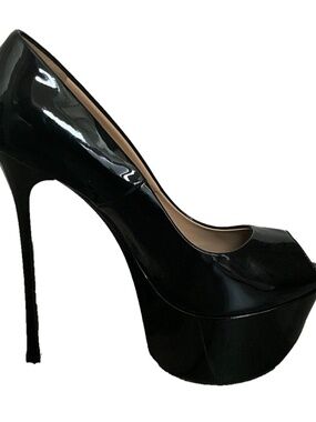 GIANMARCO LORENZI Black Patent Leather Pumps Size EU 40 Good Cond.